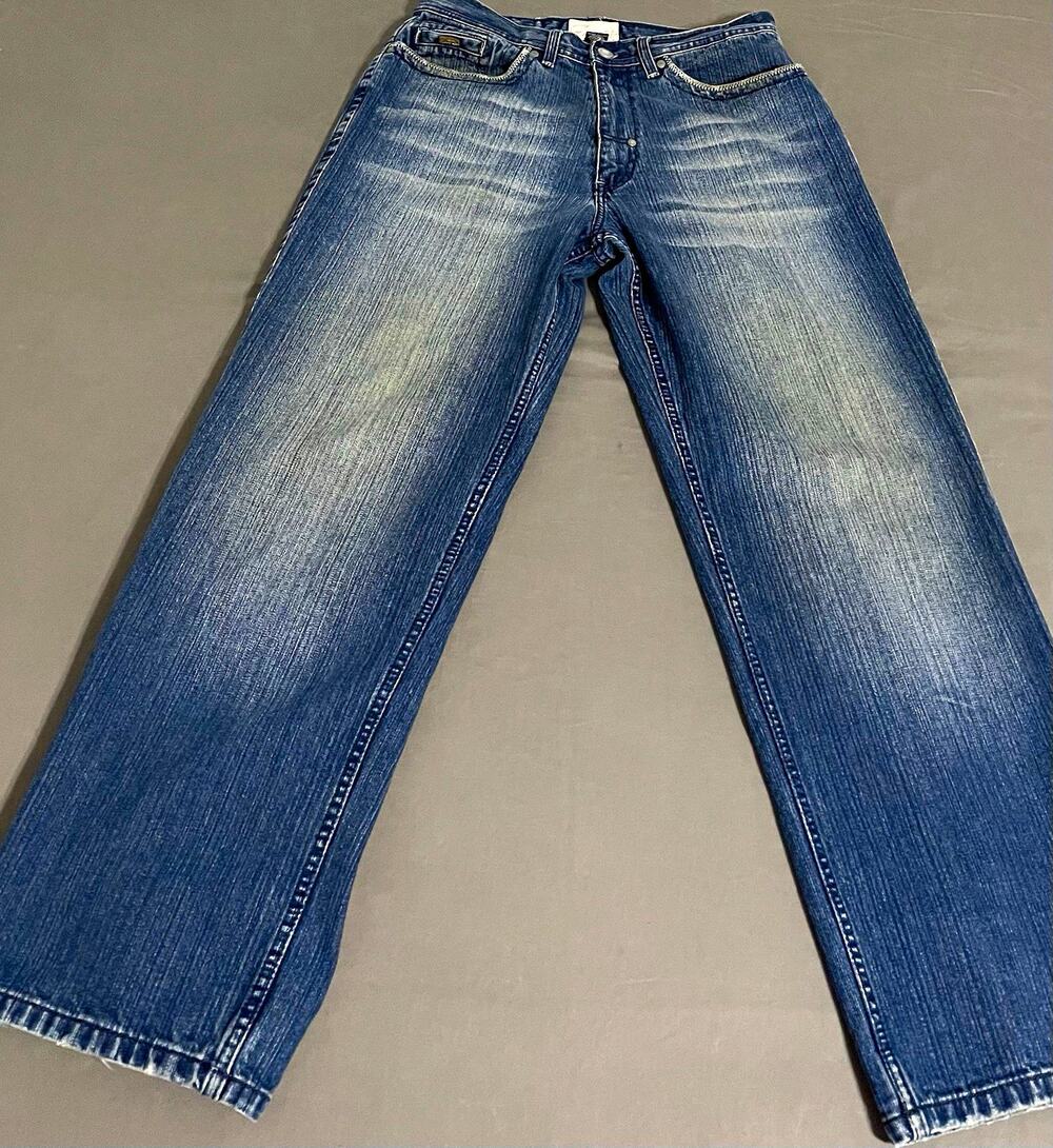 Vtg Y2K Enyce Baggy Jeans Mens 31x29 Embroidered Skater Hip Hop Wide Leg Denim